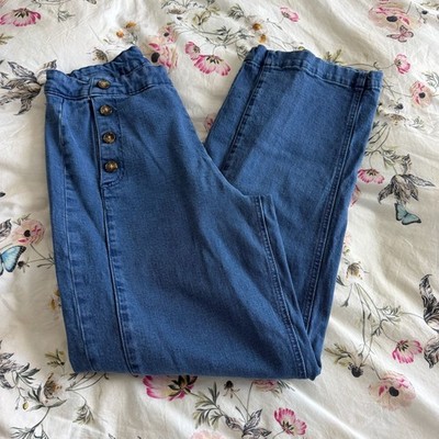 Old Navy Extra High-Rise Sky-Hi Wide Leg Side Zip Jeans