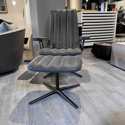 Walter Knoll Sessel Und Hocker Healey Lounge Leder Vintage mit Hocker 1410 