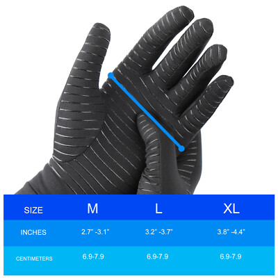 2 Pairs Copper Compression Gloves Finger Support Anti Arthritis Hand Pain Relief