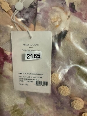 ZIMMERMANN Lyrical Buttoned Midi Dress Beige W/Floral Print