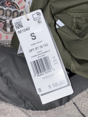 Adidas Optime Stash hochtailliert 7/8 - Olive Sm neu mit Etikett - RT $ 55 - Bild 2 von 3