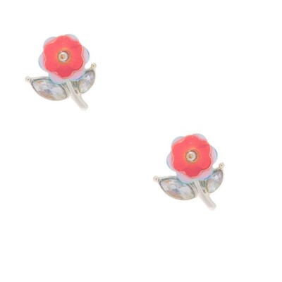 Claire's Beautiful Holographic Sequin Bloom Flower Silver Tone Stud Earrings