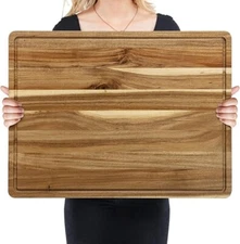 24 x 18 Inch Large Acacia Wood Cutting Board for Kitchen with Juice Slot