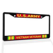 Metal License Plate Frame Vinyl Insert U.s.army Vietnam Veteran