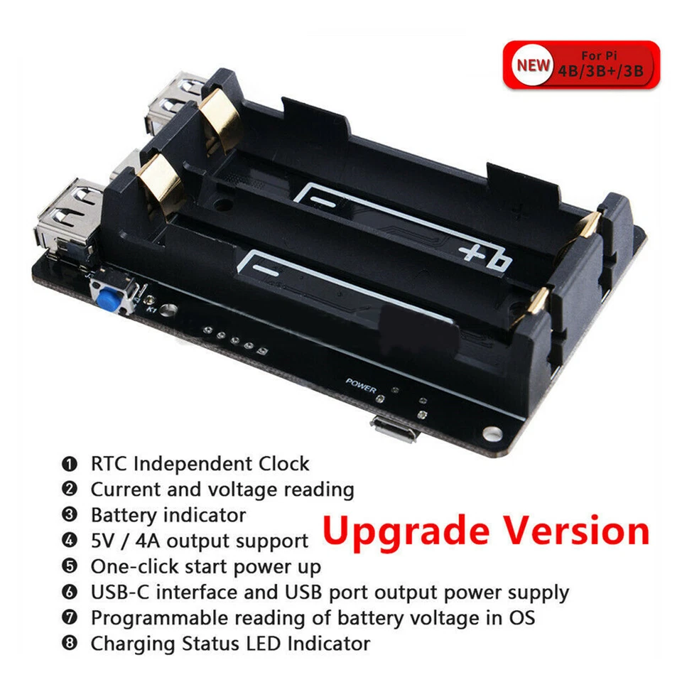Raspberry Pi 4B UPS with RTC Uninterruptible Power Supply 18650 Battery Charger - Image 3 of 4