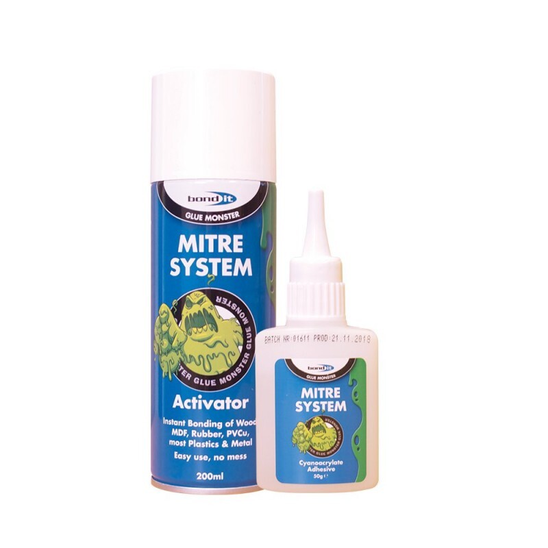 MITRE SYSTEM KIT BOND BONDING SUPERGLUE 50g & ACTIVATOR 200ML MITRE FAST BOND IT