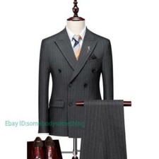 Korean Mens Slim Fit 3 Piece Suits Formal Business Wedding Groom Banquet S-5XL L
