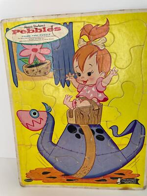 Vintage Hanna Barbera's Pebbles Frame Tray Puzzle Flinstones Whitman 1963
