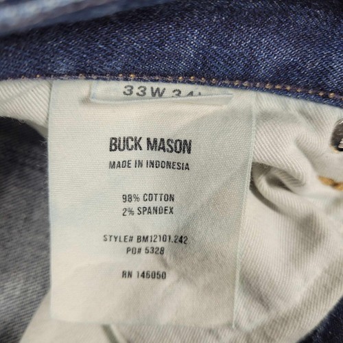 Buck Mason Maverick Slim Jeans Men's 33x34 Blue Denim Button Fly Dark Wash - Bild 11 von 13