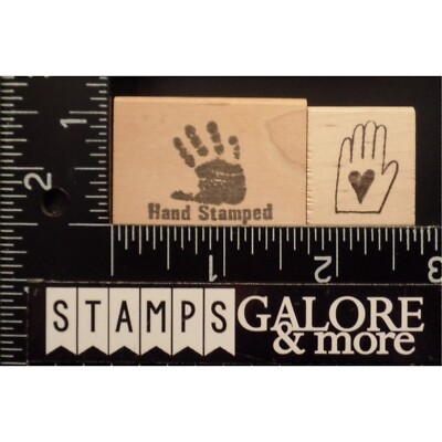 Double D Rubber Stamps SET 2 HAND STAMPED PRINT & HAND WITH A HEART #W19