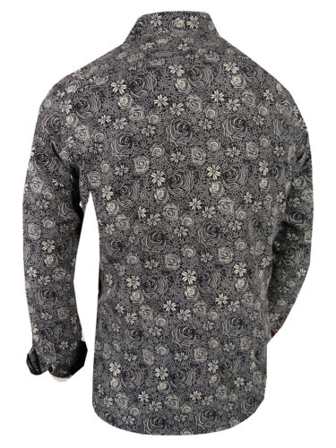Mens Shirt Designer Italian Floral Patterns Stretch Dress Slim Fit Button Up - Picture 6 of 26