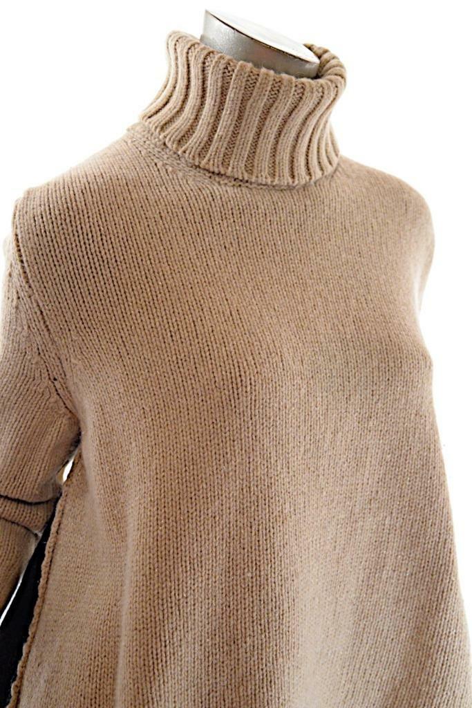 【MODERNIF】Soft Hachi Cash Half Turtleneck Knit HACHE Beige Wool Blend A Line Rib Turtleneck Sweater Hint of