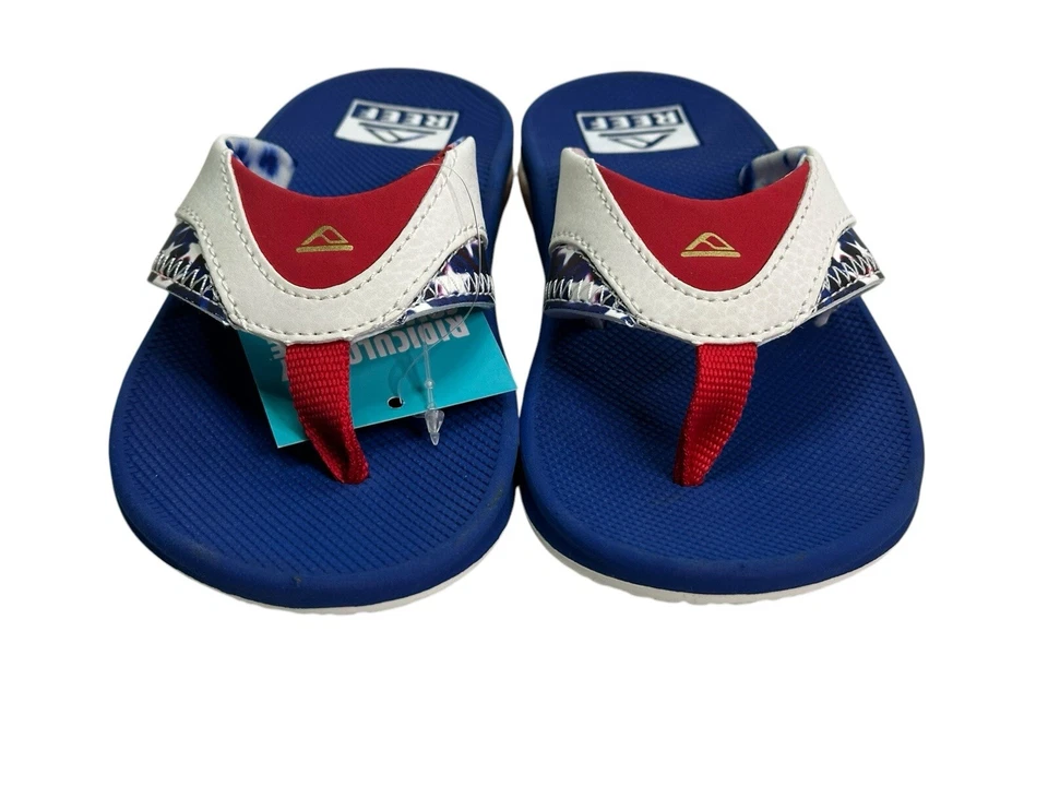 NWT Kid's Reef Fanning Flip Flops Red, White, and Blue Size 5 CJ6092 - Image 3 of 4