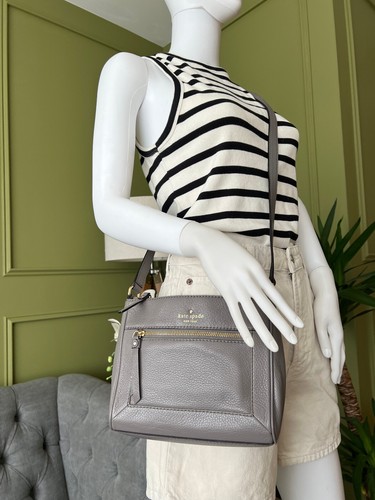 Kate Spade Tasche Grau Leder Crossbody Schultertasche