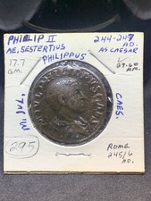 AD Roman Empire AE Sestertius Philip II , ( 295 )