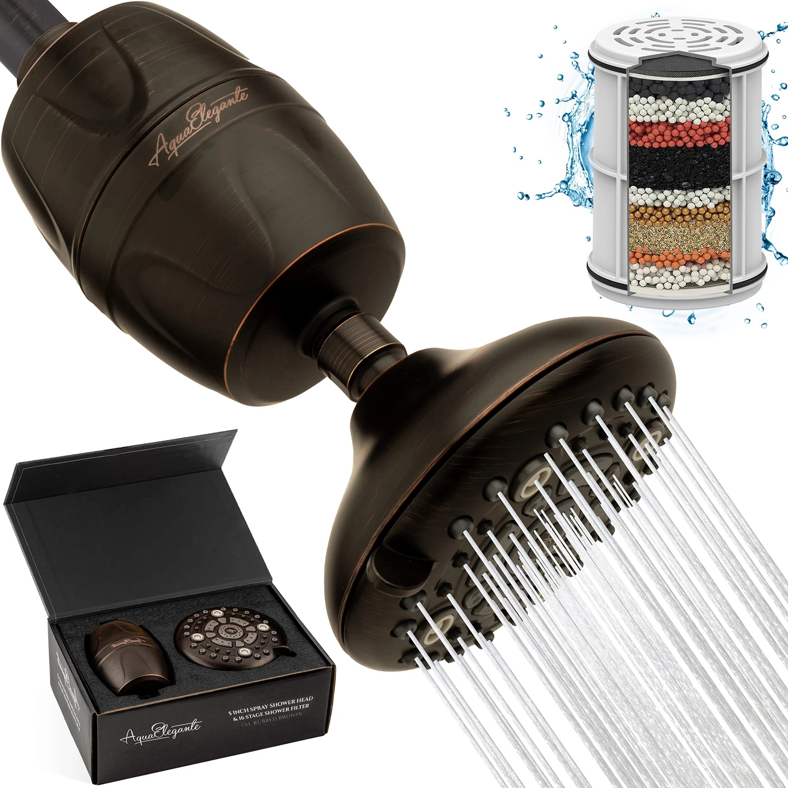 High Pressure Shower Head & Filter (Aqua Elegante) - Oil-Rubbed Bronze - 2.5 GPM
Opens in a new wind