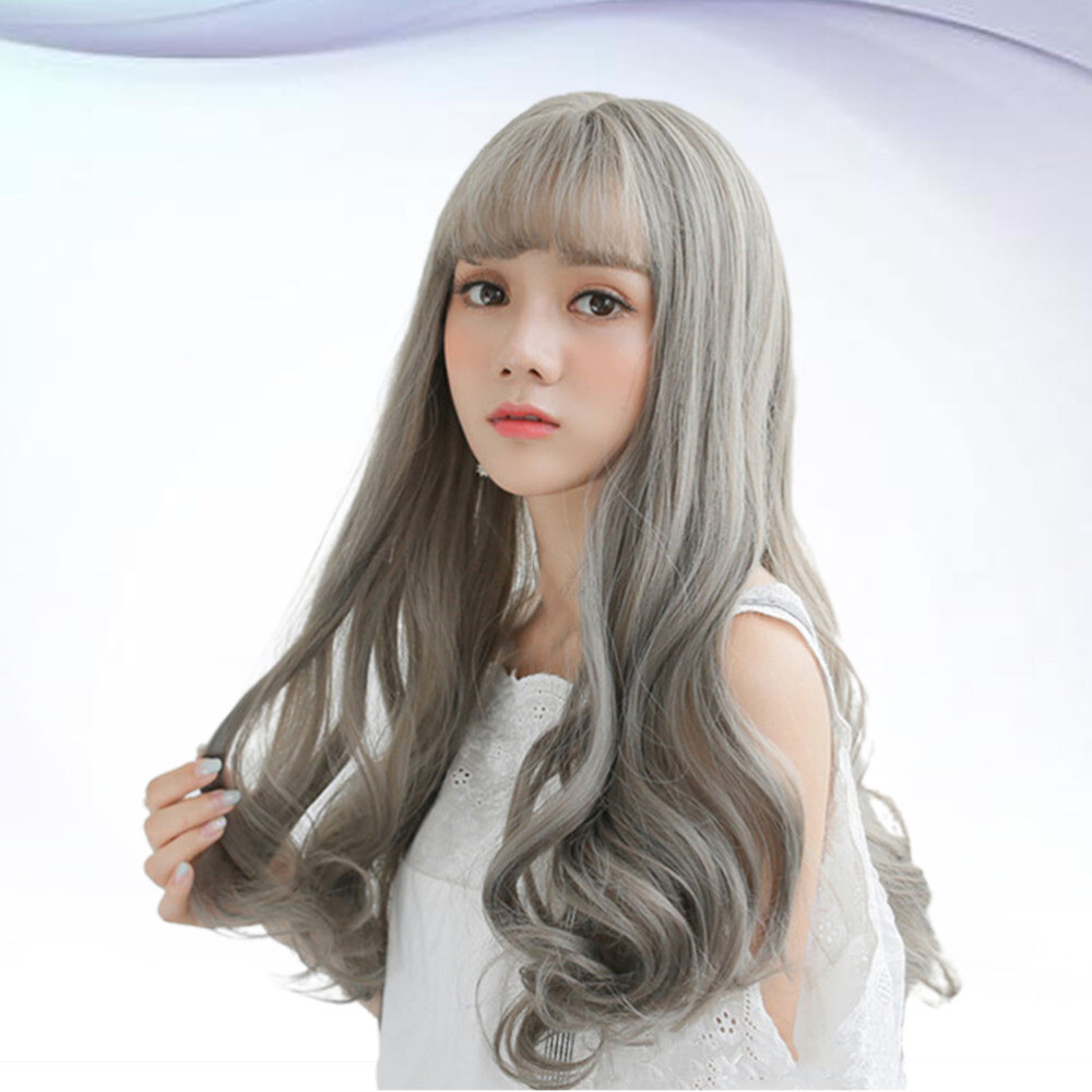Woman Costume Party Fringe Wig Curly Hair Wigs Medium Length for Women