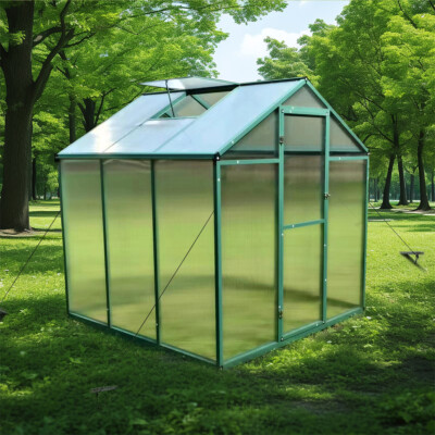 6x6 FT Outdoor Polycarbonate Greenhouse, Aluminum Walk-in Sunroom for Garden