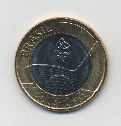 BRAZIL REAL 2014 OLYMPICS Golf BI-METALLIC KM 690 UNC - Picture 2 of 3