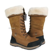 UGG Adirondack Tall III Chestnut Leather Fur Boots Womens Size 7 -NEW-