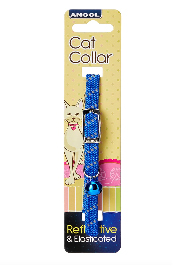 Ancol Reflective all-elastic Cat Collar Blue