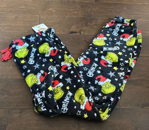 Dr Seuss Womens Grinch Pajama Pants Red Green sz L plush NWT Christmas Holiday - 第 2/3 張圖片