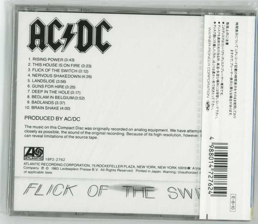 AC/DC Flick Of The Switch JAPAN CD 18P2-2762 1989 NEW s6448 | eBay