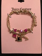 Juicy Couture Gold Tone 2:1 Set With Bangle Charm Bracelet & Link Bracelet NWT