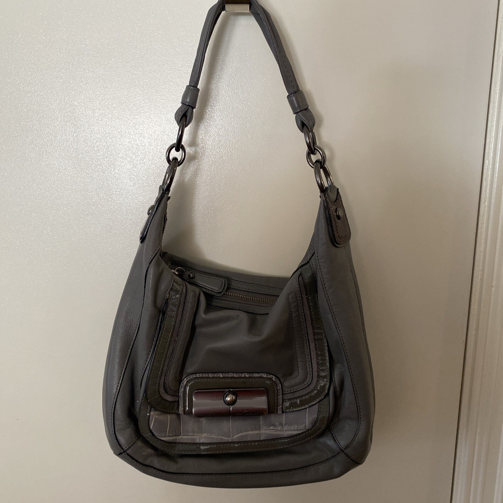 COACH 18287 KRISTIN Gray Python Croc Leather Cros… - image 1