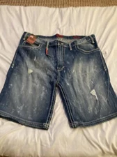 NWT The Foundry Men’s “Acid Wash “ Flex Ripped Denim Shorts - W 46 USA.