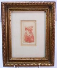 VTG Cortese Red Devil Etching Numbered Art Framed Picture 264 Leton Gallery MCM