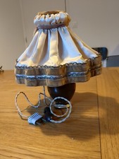 Ancienne Lampe a Poser Pied en Verre Abat-jour en Soie