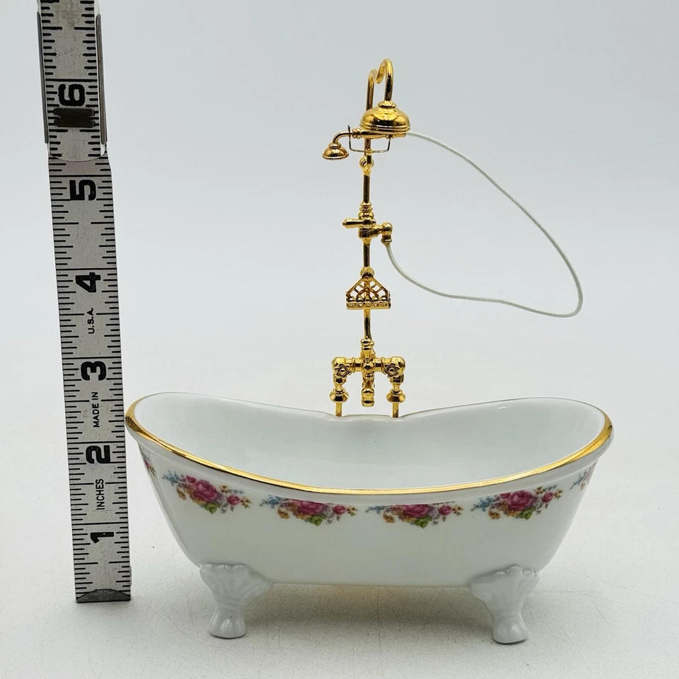Dollhouse Furniture Reutter Porzellan Germany Bathtub With Shower Head NEW RARE - Image 2 of 4