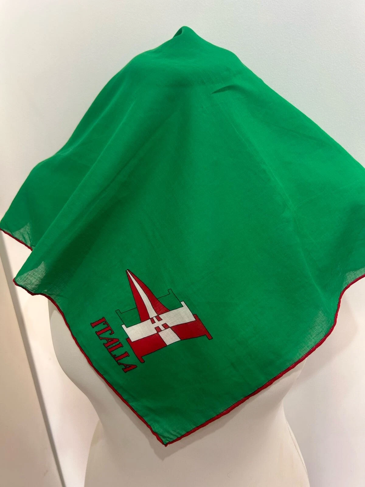 S16# Foulard Gucci coton vert 18/19 pouces fabriqué en Italie