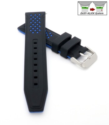 Easy-Klick Silikon Uhrenarmband Modell Sylt schwarz-blau 24 mm