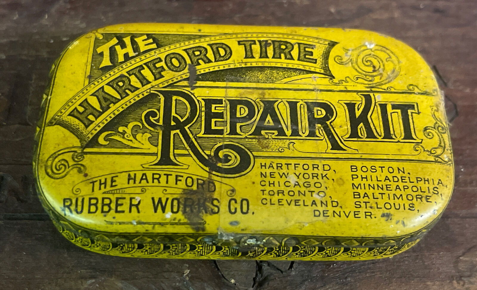 RARE 1920's HARTFORD TIRE REPAIR KIT.....GREAT GRAPHICS eBay