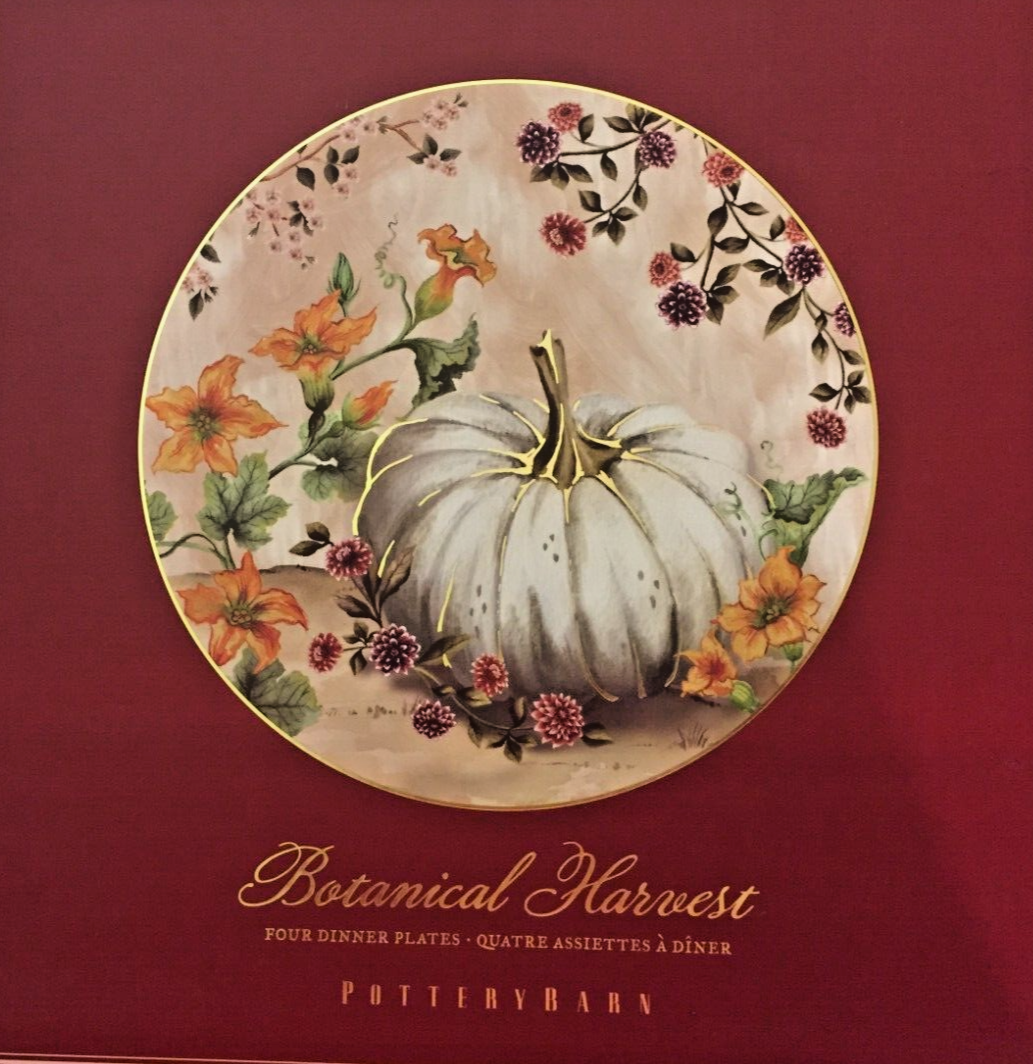 4 POTTERY BARN Botanical Harvest 11 in Plates P U M P K I N S NIB eBay