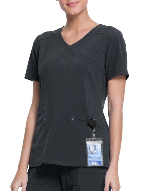 Performance Mock Wrap Scrub Top 