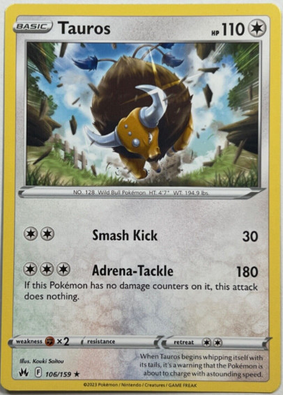 Pokemon - Tauros 106/159 - Rare - Crown Zenith - NM/M