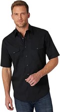 Men  s Wrangler  Short Sleeve Solid Western Snap Sport Shirt - 71106BK Black
