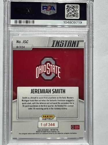 Jeremiah Smith 2024 RC Panini NIL Buckeyes SHORT PRINT OF 344 PSA 9 - Picture 5 of 6