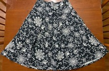 Vtg Gap Womens 0R Linen Skirt Floral Black White Pleated