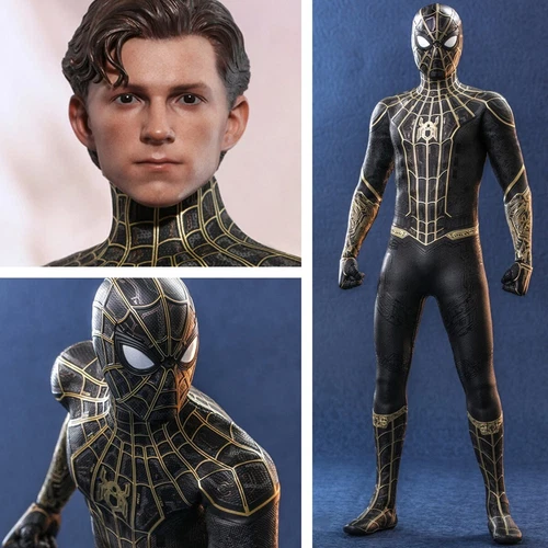 Spider-Man No Way Home Black and Gold Suit 1:6 Figur Hot Toys MMS604 OVP Neu