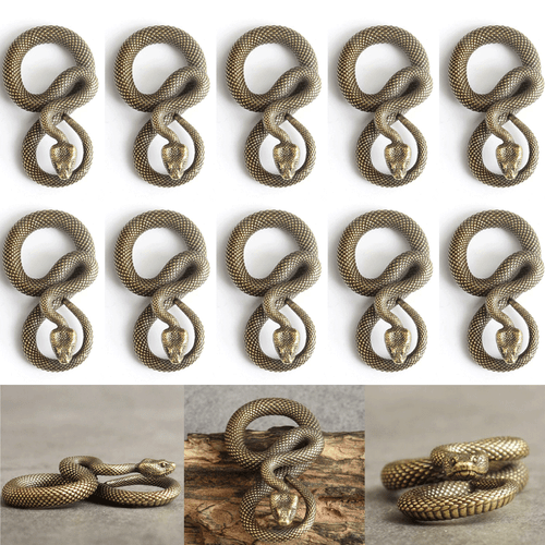 Wholesale Handmade Copper Bronze Snake Statue Vintage Handmade Keychain Decor - Picture 2 of 12
