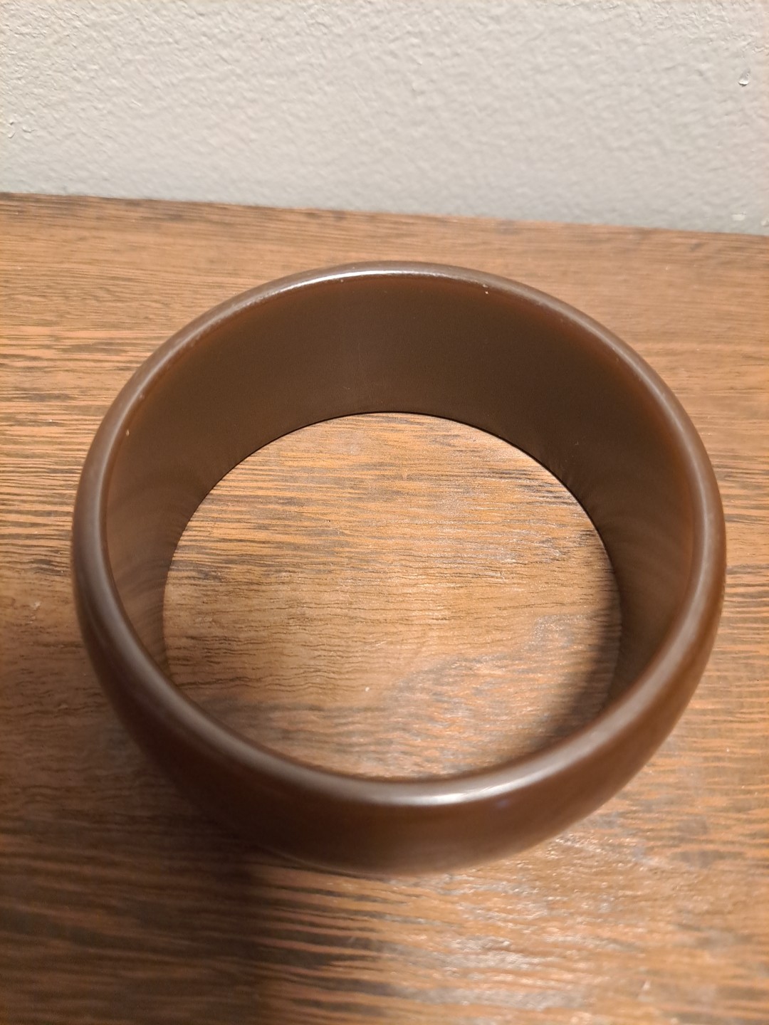 Tested Vintage Solid Brown Bakelite Cuff Bracelet… - image 4