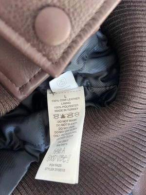 Stussy x Wales Bonner Leather Varsity Jacket - Size Large - Brown