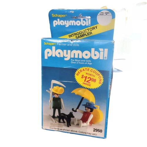 Playmobil Farmer and Wife 2950 w/ Original Box Insert Vintage 1983 Complete
