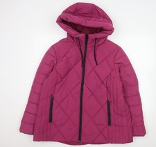 Tu Womens Pink Quilted Hooded Puffer Jacket Size 20