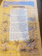 Vintage Tea Towel - Footprints Christian Faith - BRAND NEW