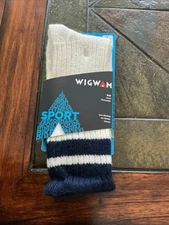 unisex socks wigwam F 1086 625 Wool Nylon Cream w/ Blue Stripes BRAND NEW